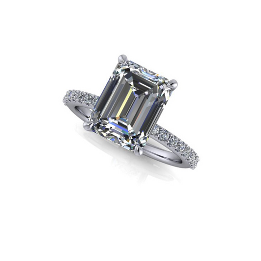 3.03ct Emerald Cut Lab Grown Bassano Design Platinum