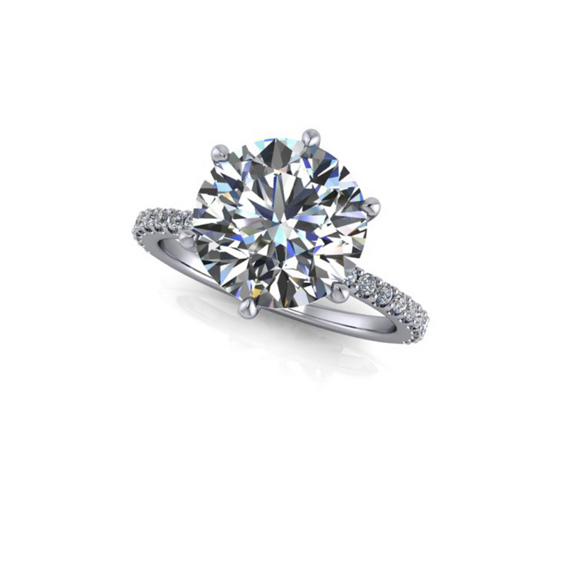 2.23ct Round Cut Lab Grown 6-Claw Custom Jasmine Design Platinum