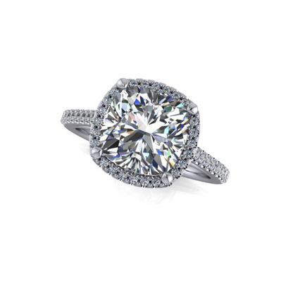 1.21ct Cushion Cut Natural Grown Custom Design White Gold