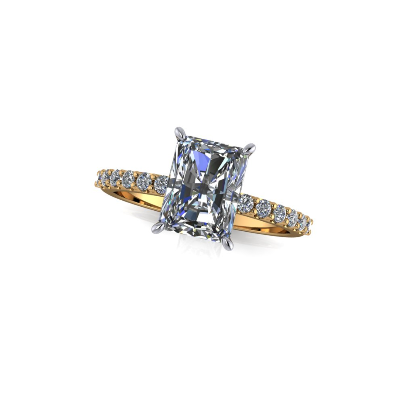 2.56ct Radiant Cut Lab Grown Bassano Design Two-tone