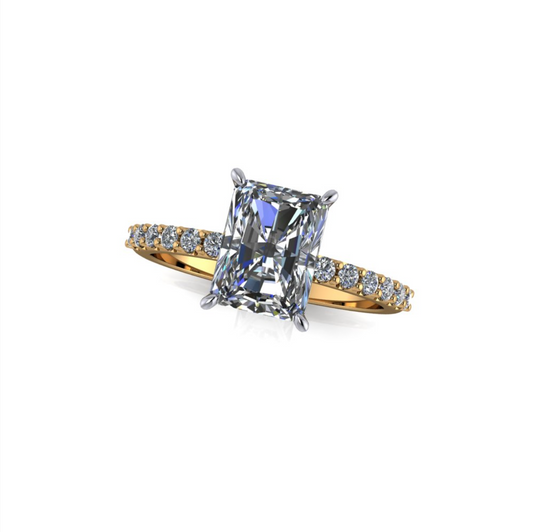 2.56ct Radiant Cut Lab Grown Bassano Design Two-tone