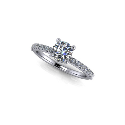 1.00ct Round Cut Lab Grown Bassano Design White Gold