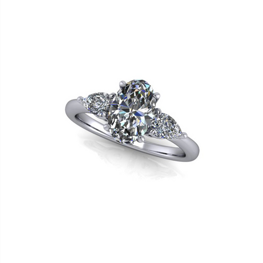 3.05ct Oval Cut Lab Grown Custom Rosetta Design Platinum