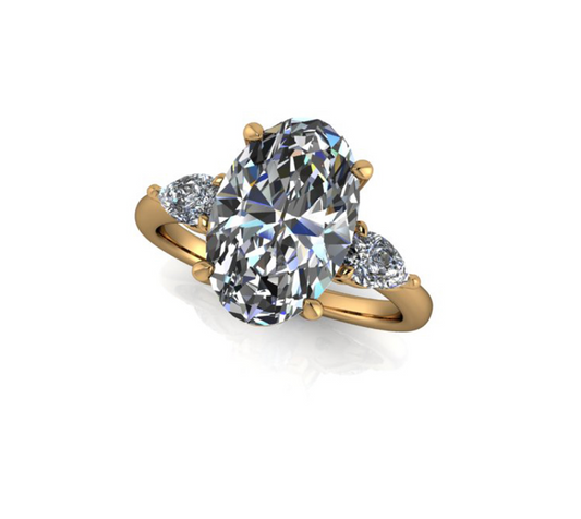 3.06ct Oval Cut Lab Grown Rosetta Design Yellow Gold