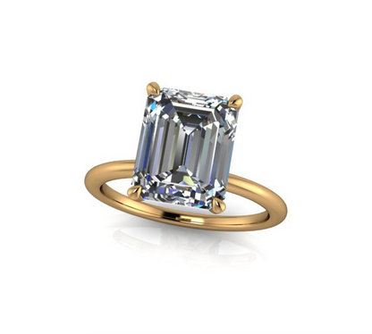 3.50ct Emerald Cut Lab Grown Audrey Design Yellow Gold