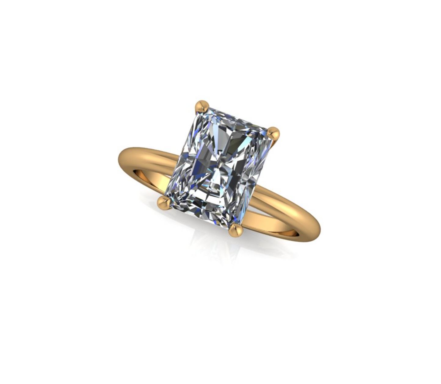 1.50ct Radiant Cut Natural Diamond Lara Design Yellow Gold