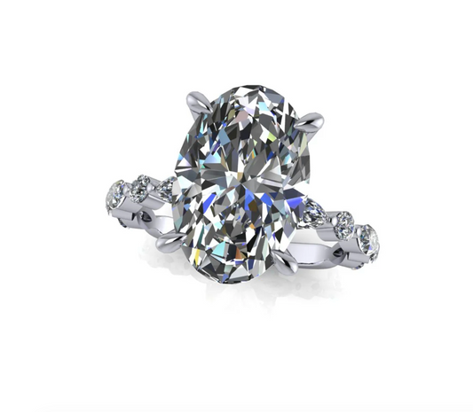 4.09ct Oval Cut Lab Grown Custom Ivy Design Platinum