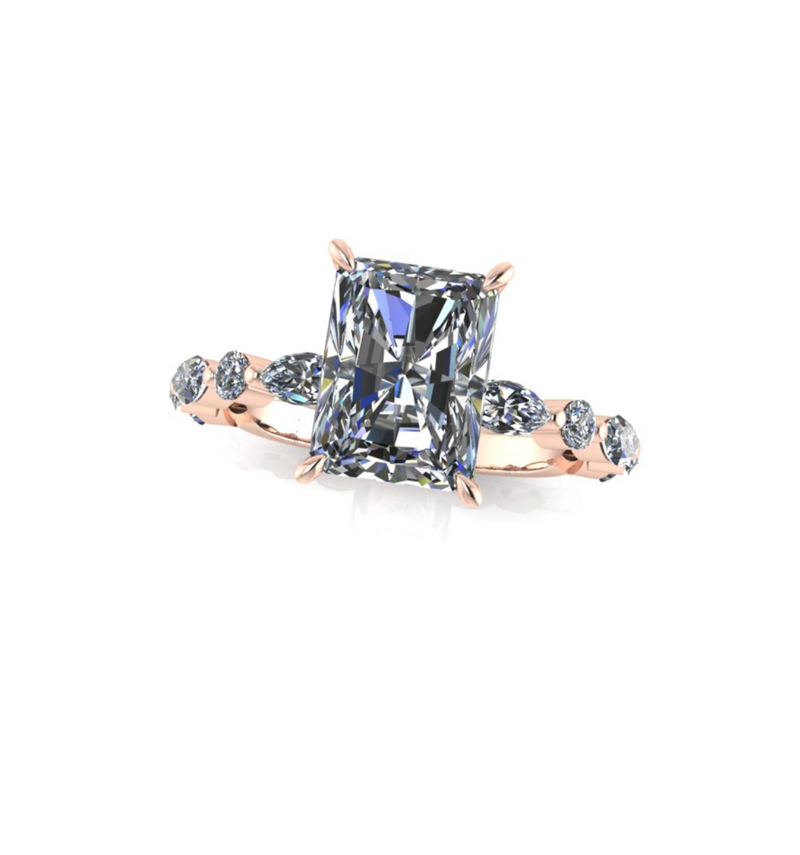 2.01ct Radiant Cut Natural Ivy Design Rose Gold