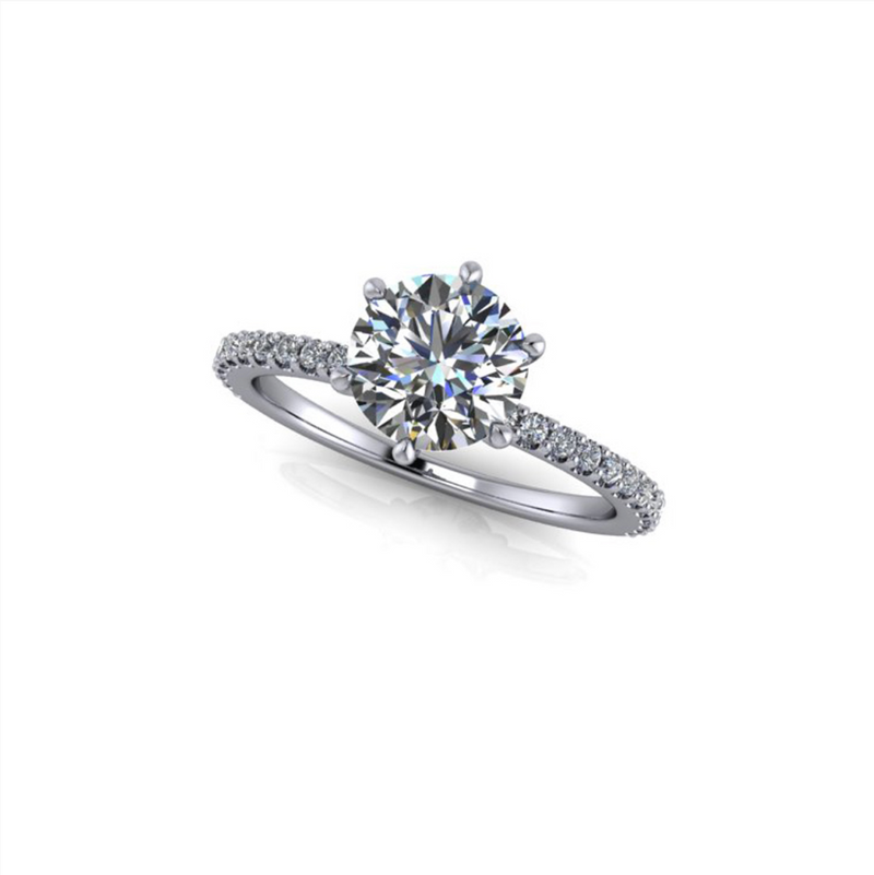 2.23ct Round Cut Lab Grown 6-Claw Custom Jasmine Design Platinum