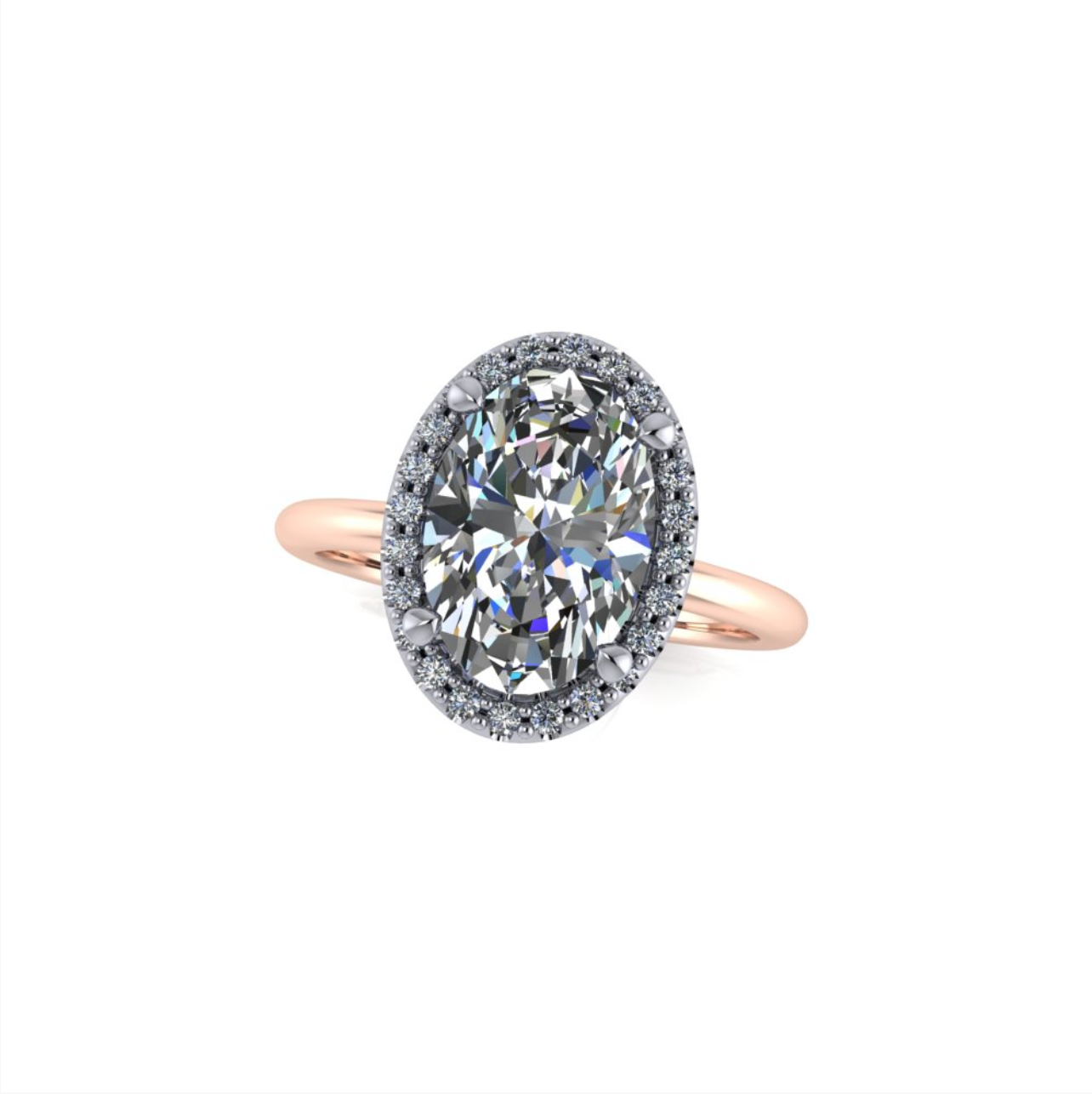 1.30ct Oval Cut Natural Valerie Design Two tone