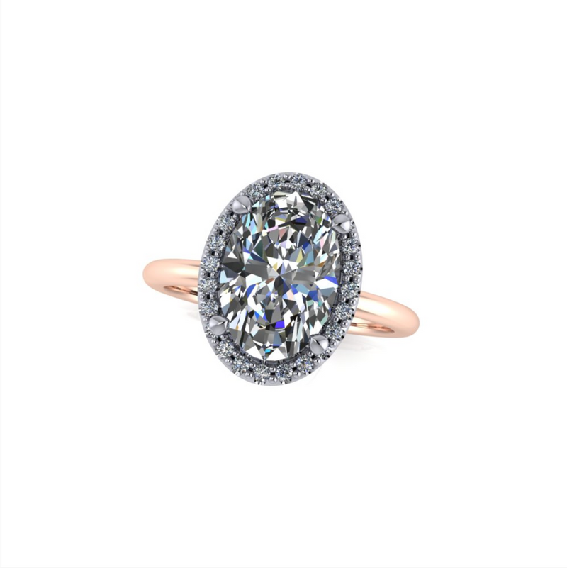 1.30ct Oval Cut Natural Valerie Design Two tone