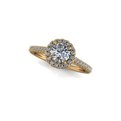 1.23ct Round Cut Lab Grown Pissarro Design Yellow Gold