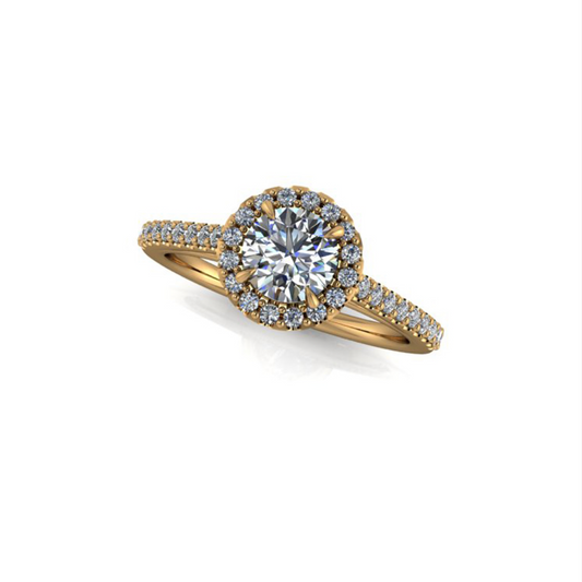 1.23ct Round Cut Lab Grown Pissarro Design Yellow Gold