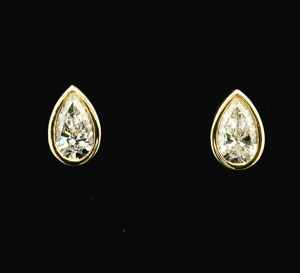 Bezel Set Pear Cut Lab Grown Earrings