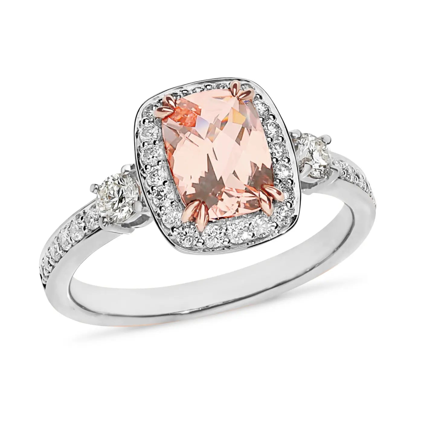 Morganite cushion cut engagement ring deals