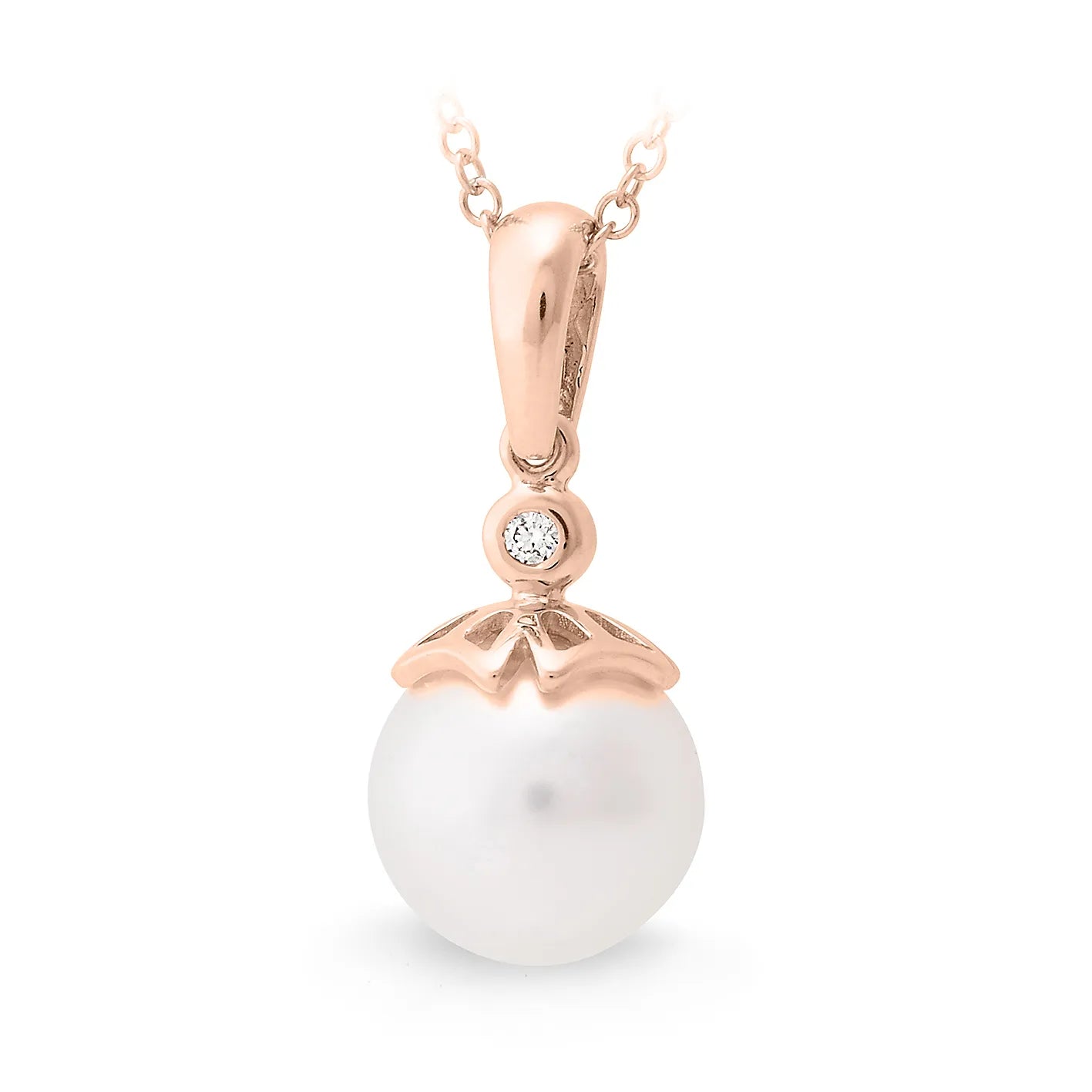South Sea Pearl & Diamond Drop Pendant rose gold