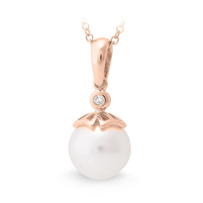 South Sea Pearl & Diamond Drop Pendant rose gold