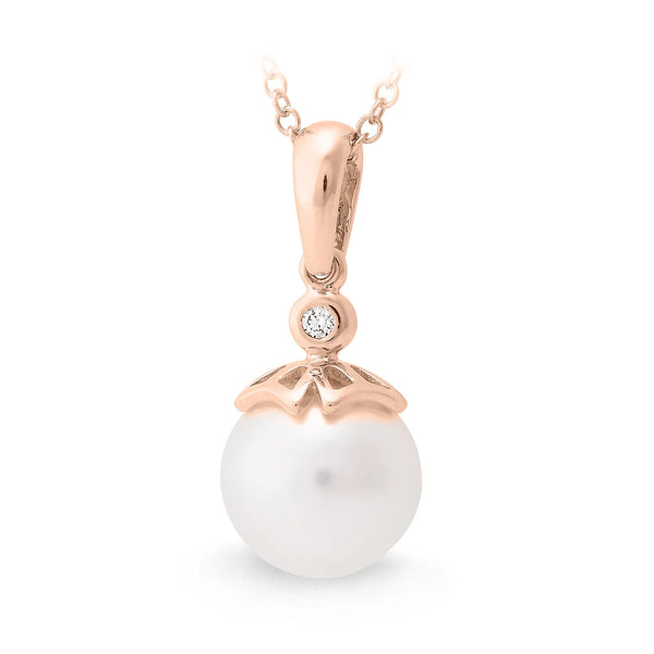 South Sea Pearl & Diamond Drop Pendant rose gold
