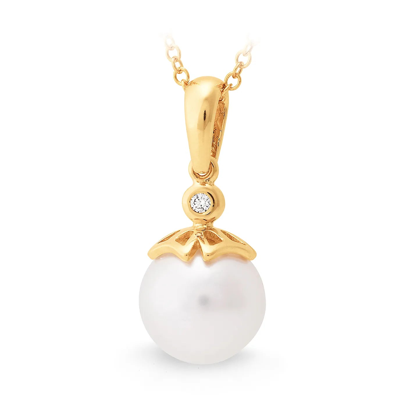 South Sea Pearl & Diamond Drop Pendant gold