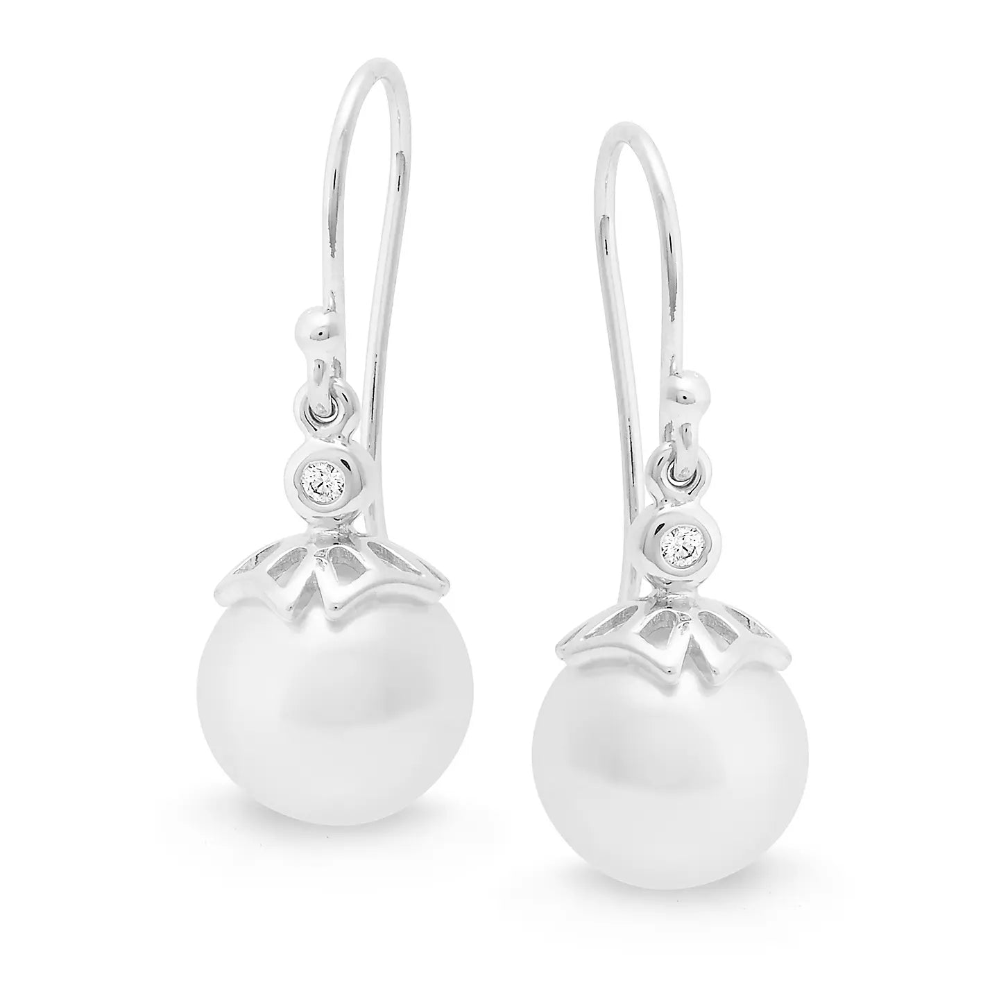 South Sea Pearl & Diamond Earrings white