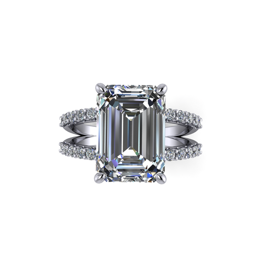 5.00ct Emerald Cut Lab Grown Diamond Simone Design Platinum