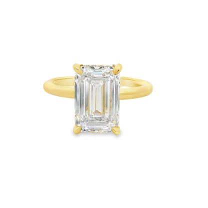 3.50ct Emerald Cut Lab Grown Audrey Design Yellow Gold