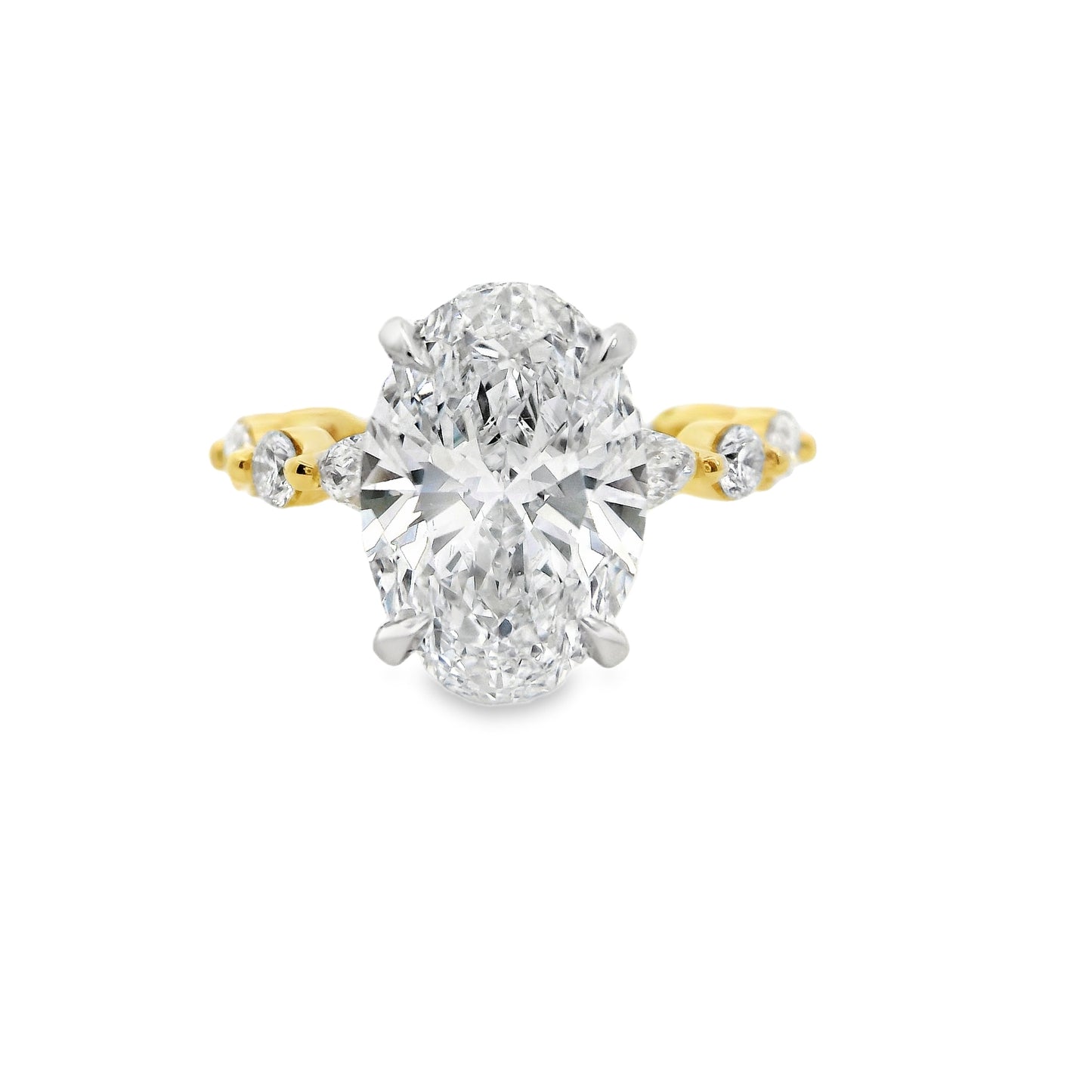3.54ct Oval Cut Lab Grown Custom Ivy Design Two-tone