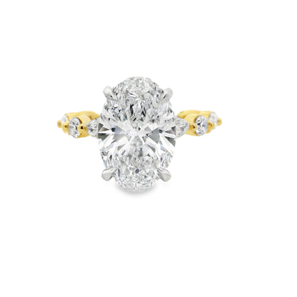 3.54ct Oval Cut Lab Grown Custom Ivy Design Two-tone
