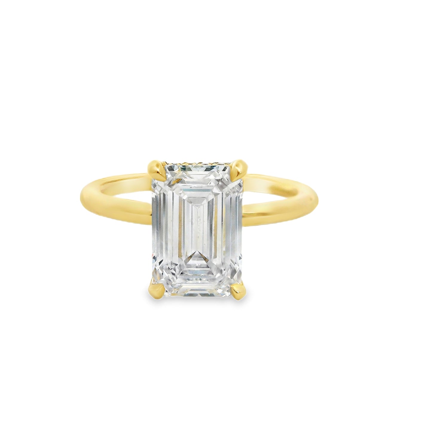 2.59ct Emerald Cut Lab Grown Audrey Design Yellow Gold
