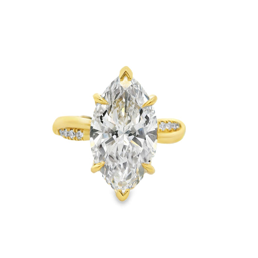 4.08ct Marquise Cut Lab Grown Amelia Design Yellow Gold