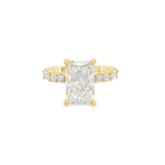 3.53ct Radiant Cut Lab Grown Daniella Design Yellow Gold