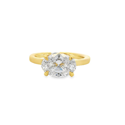 2.01ct Oval Cut Lab Grown East West Audrey Design Yellow Gold