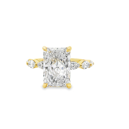 3.01ct Radiant Cut Lab Grown Electra Design Yellow Gold