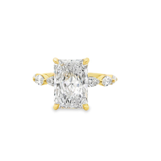 3.01ct Radiant Cut Lab Grown Electra Design Yellow Gold