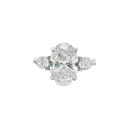 3.05ct Oval Cut Lab Grown Custom Rosetta Design Platinum