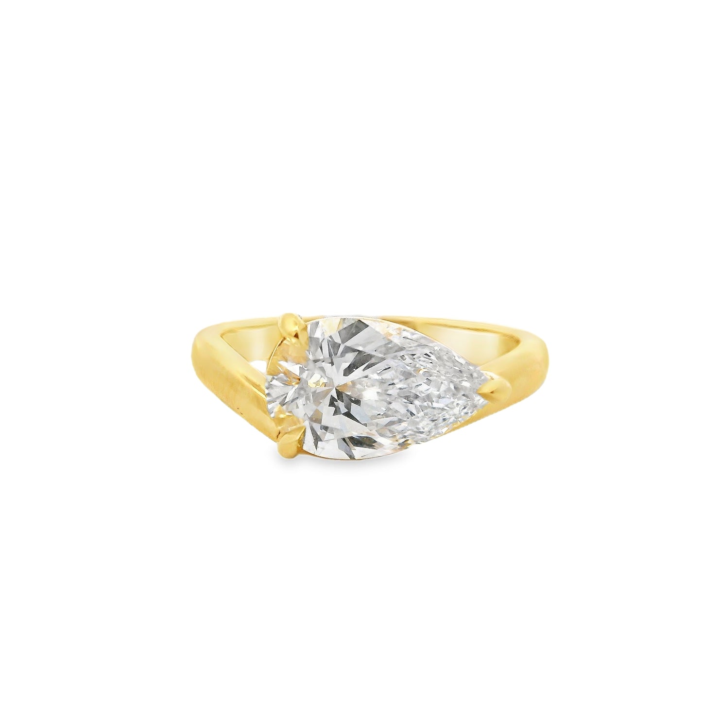 2.01ct Pear Cut Lab Grown Mia Design Yellow Gold