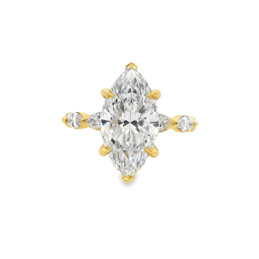 3.03ct Marquise Cut Lab Grown Electra Design Yellow Gold