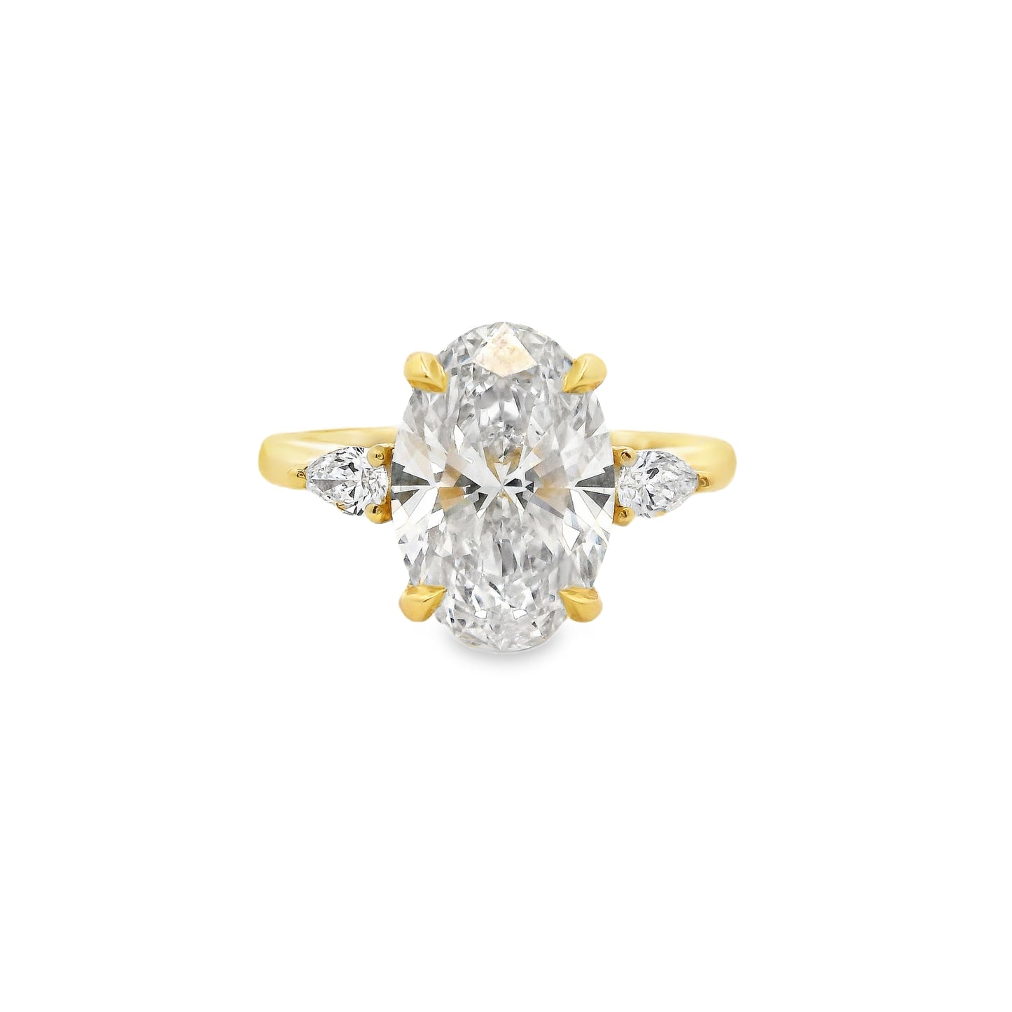 3.00ct Oval Cut Lab Grown Rosetta Design Yellow Gold