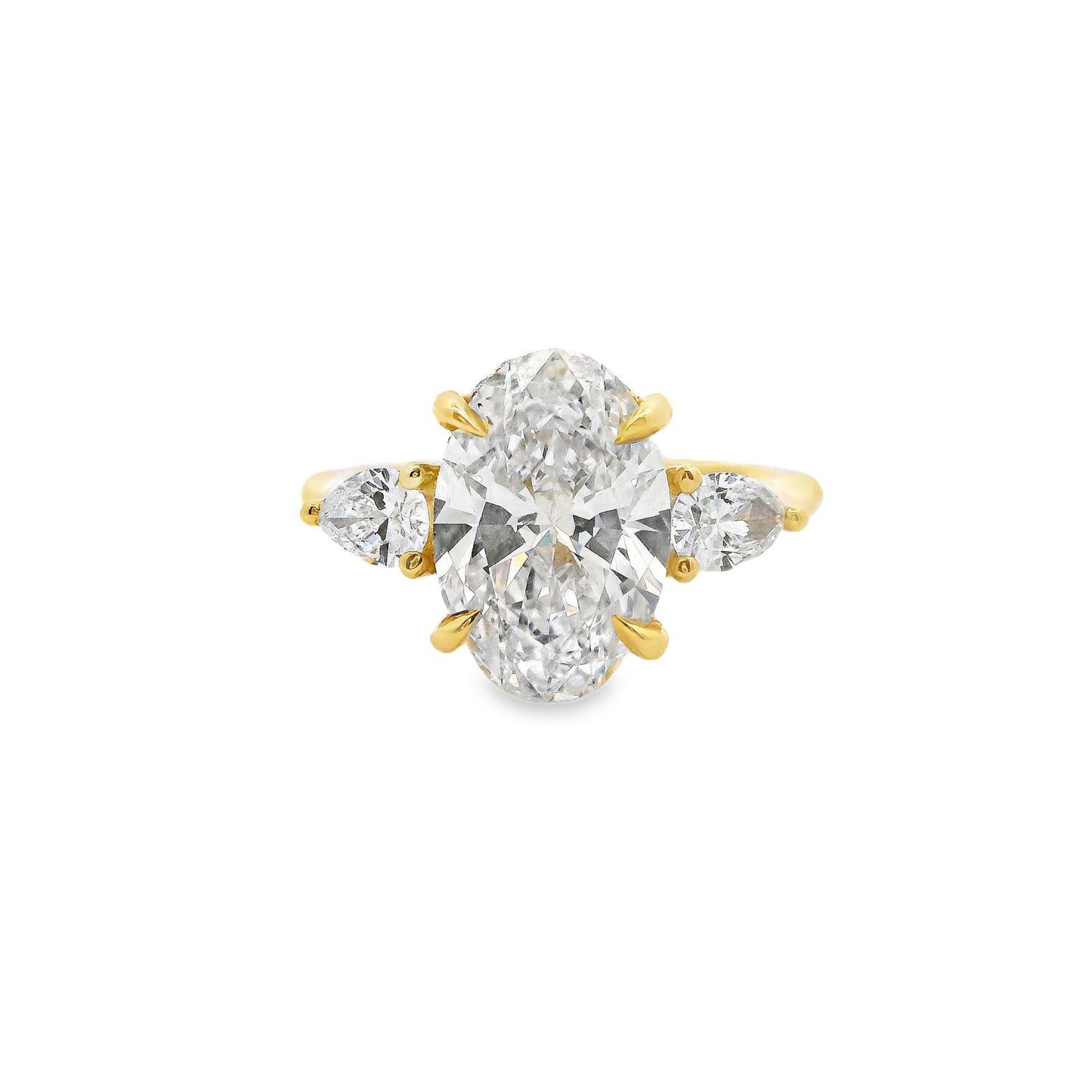 3.06ct Oval Cut Lab Grown Rosetta Design Yellow Gold