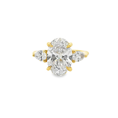 3.06ct Oval Cut Lab Grown Rosetta Design Yellow Gold
