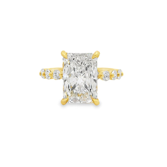 3.52ct Radiant Cut Lab Grown Aurora Design Yellow Gold