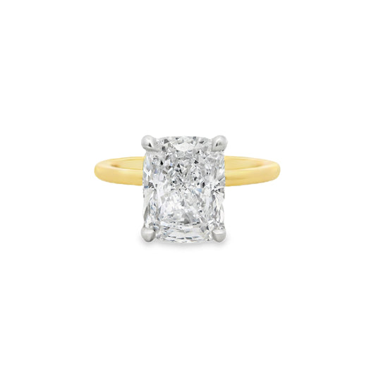 2.50ct Cushion Cut Lab Grown Audrey Design Two-Tone
