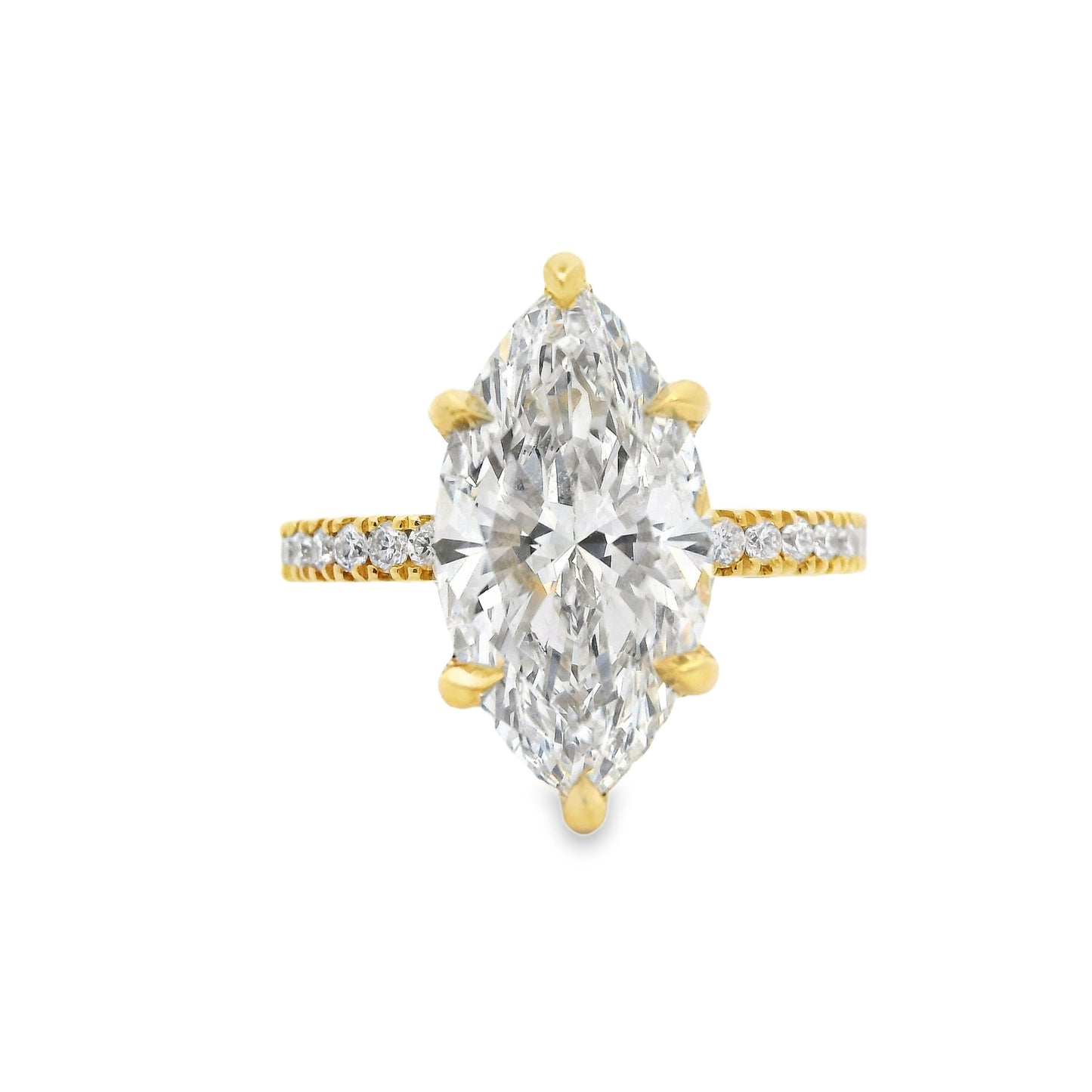 3.53ct Marquise Cut Lab Grown Bassano Design 18ct Yellow Gold