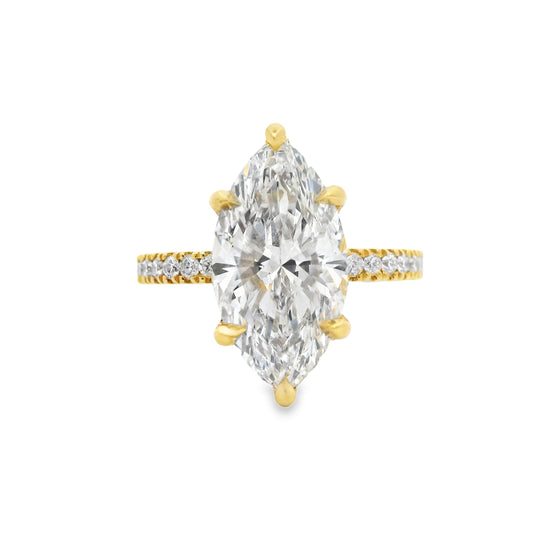 3.53ct Marquise Cut Lab Grown Bassano Design 18ct Yellow Gold