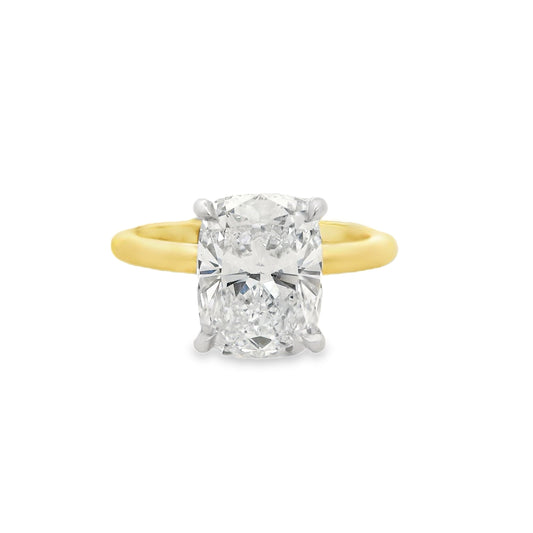 2.89ct Cushion Cut Lab Grown Audrey Design Two - tone