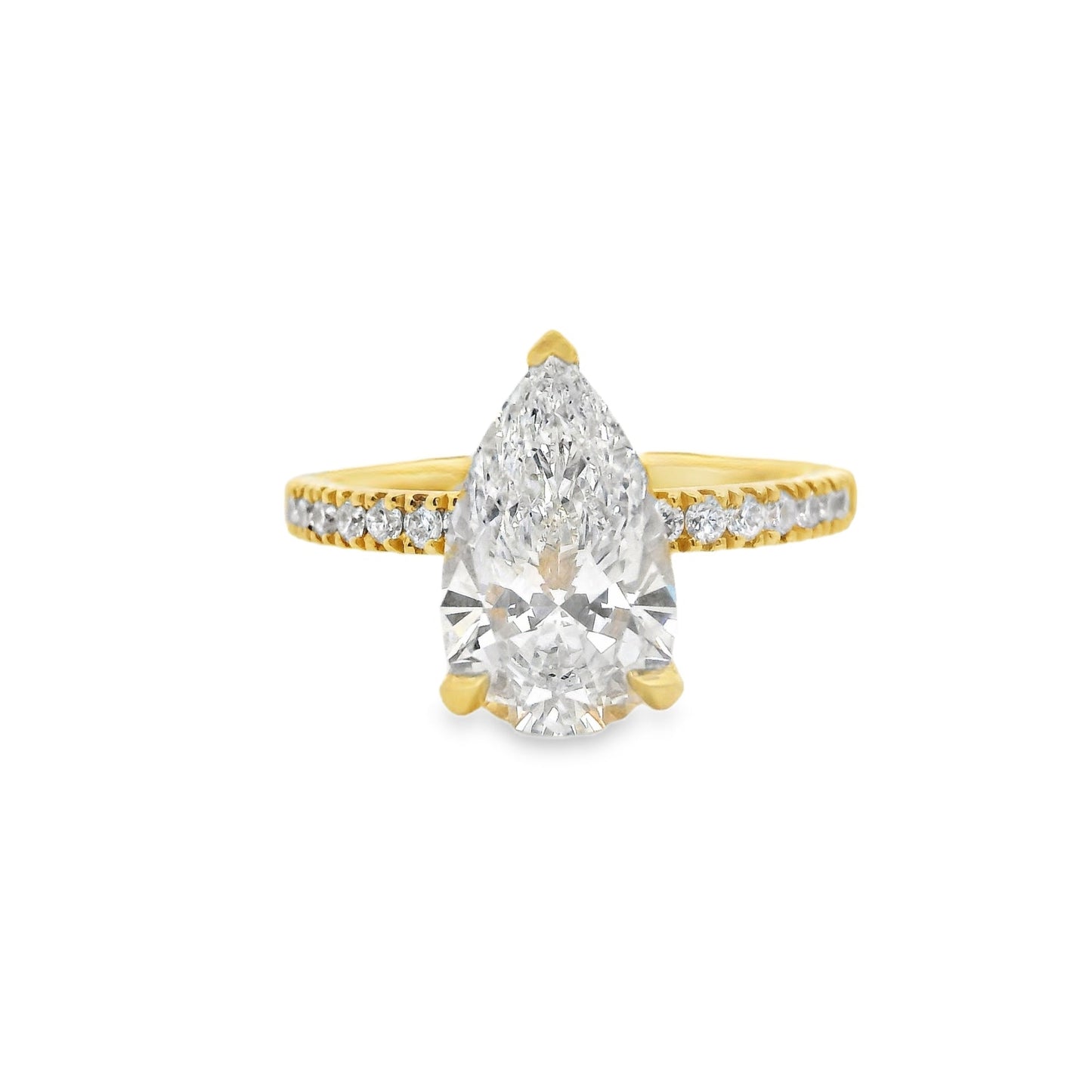 2.05ct Pear Cut Lab Grown Bassano Design Yellow Gold