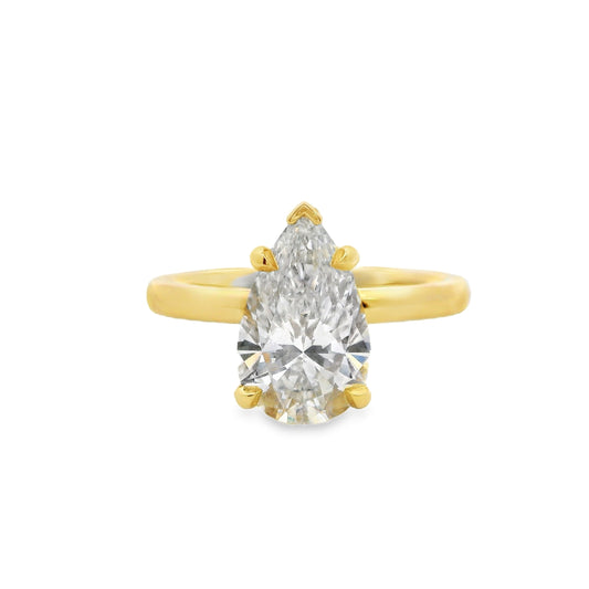 2.02ct Pear Cut Lab Grown Audrey Design Yellow Gold
