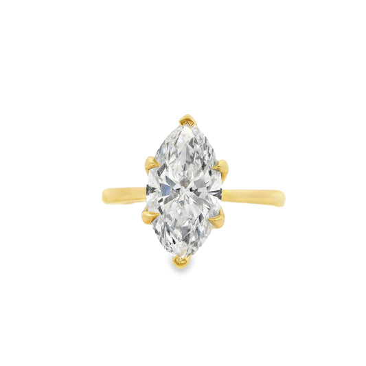 2.53ct Marquise Cut Lab Grown Tulip Design Yellow Gold