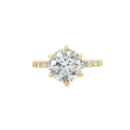2.20ct Round Cut Lab Grown Custom Veneto Design Yellow Gold