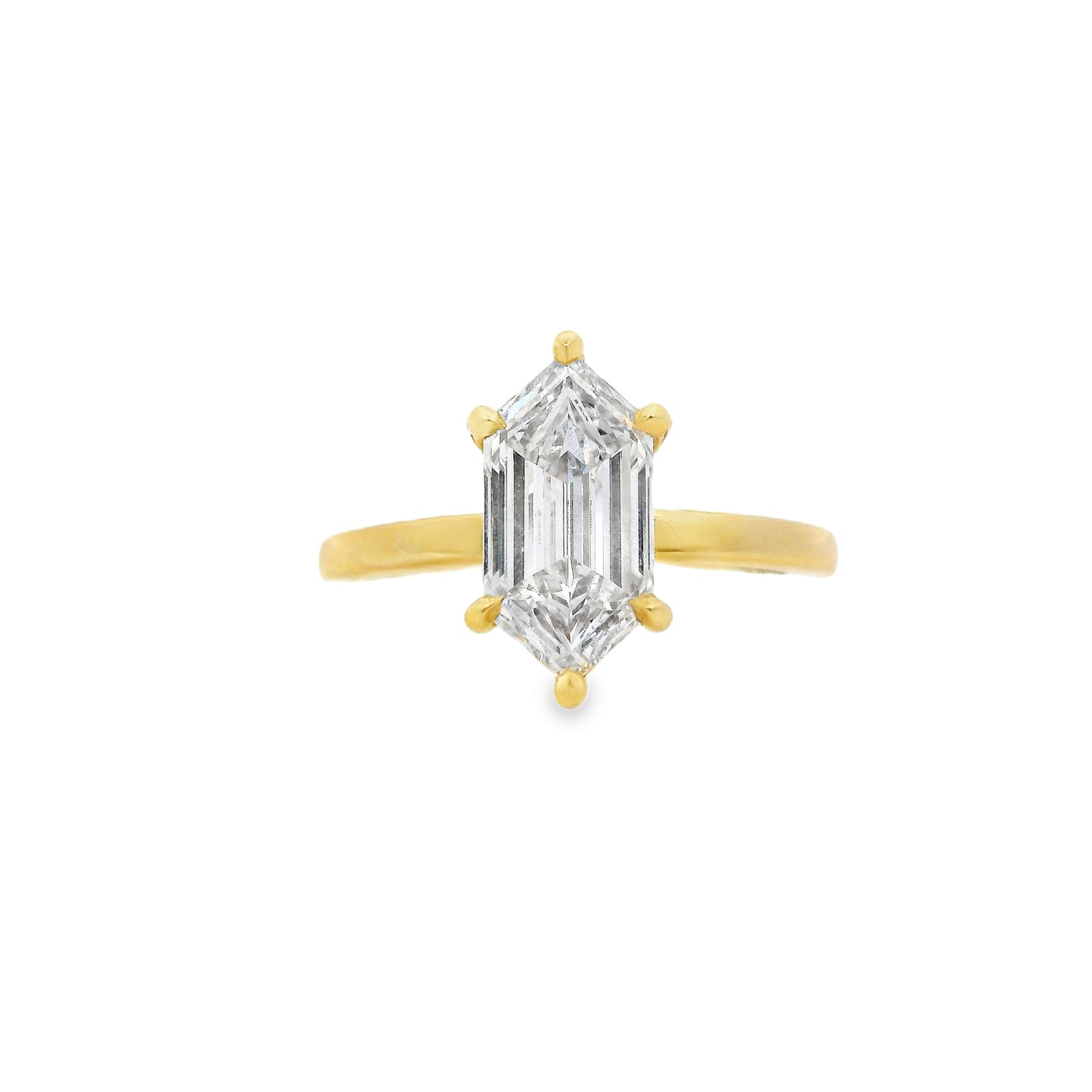 2.01ct Hexagonal Cut Lab Grown Natalia Design Yellow Gold